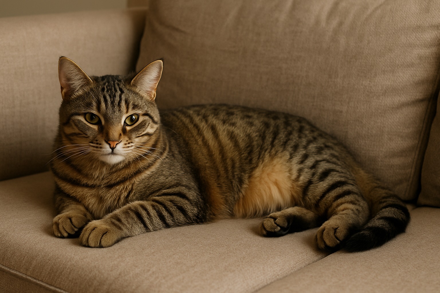 cat laying down on the sofa las vegas home odor removal 